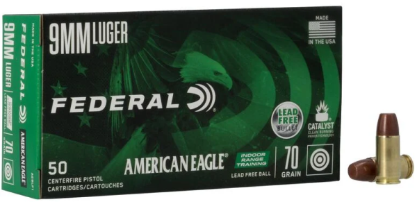 FEDERAL American Eagle  9MM LUGER 70GR Lead Free Indoor RHT 50/500