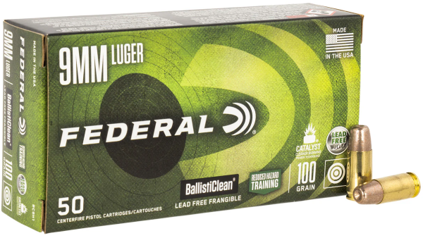FEDERAL MUNITION 9MM LUGER 100GR BALLISTIC CLEAN RHT FRANGIBLE 50/1000