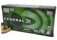 FEDERAL MUNITION 9MM LUGER 100GR BALLISTIC CLEAN RHT 50/1000