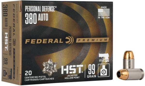 FEDERAL MUNITION .380 AUTO 99GR HST JHP 20/200
