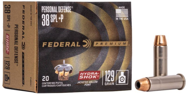 FEDERAL MUNITION .38 SPECIAL+P 129GR HYDRA-SHOK JHP 20/500