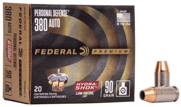 FEDERAL MUNITION .380 AUTO 90GR HYDRA-SHOK JHP 20/200