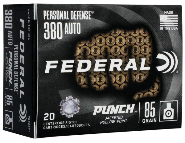 FEDERAL MUNITION .380 AUTO 85GR PUNCH JHP 20/200