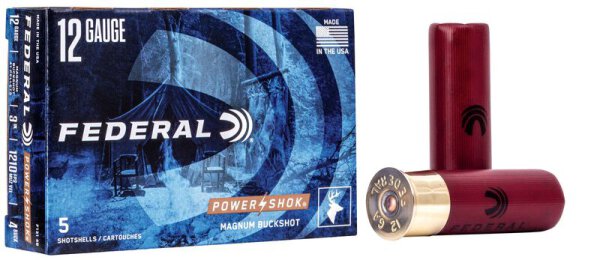 FEDERAL MUNITION 12/76 12GA 3" 41 PELLETS - 4 BUCK POWER-SHOK BUCKSHOT 5/250