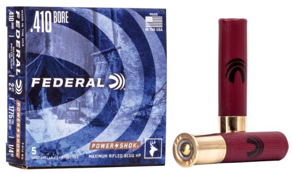 FEDERAL MUNITION .410/64 2-1/2" 1/4OZ POWER-SHOK RIFLED SLUG 5/250 *non cip*