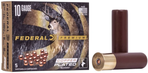 FEDERAL MUNITION 10/89 10GA 3-1/2" 18 PELLETS - 00 BUCK VITAL-SHOK BUCKSHOT 5/50