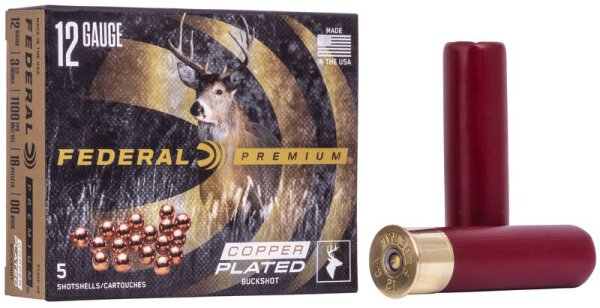 FEDERAL MUNITION 12/89 12GA 3-1/2" 18 PELLETS - 00 BUCK VITAL-SHOK BUCKSHOT 5/50