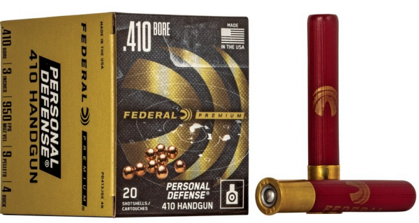 FEDERAL MUNITION .410/76 3" 9 PELLETS - 4 BUCK PERSONAL DEFENSE 20/200