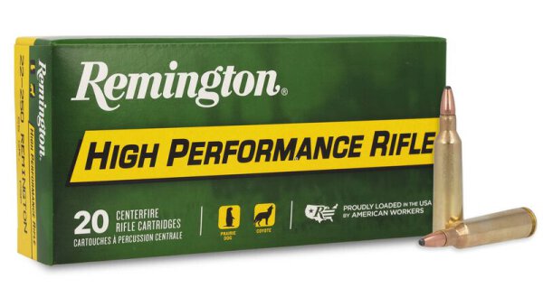 REMINGTON MUNITION .22-250 REM 55GR HIGH PERFORMANCE PSP 20/200