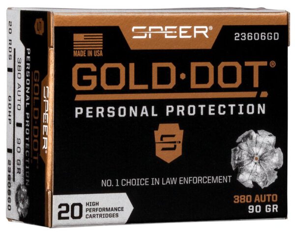 SPEER MUNITION .380 AUTO 90GR GDHP 20/500