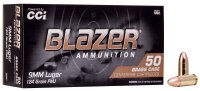 CCI MUNITION 9MM LUGER 124GR BLAZER BRASS FMJ 50/1000