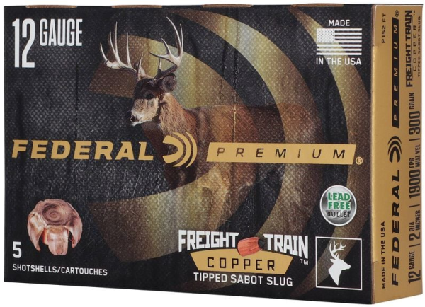 FEDERAL MUNITION 12/70 12GA 2-3/4" 300GR FREIGHT TRAIN COPPER SABOT SLUG 5/50