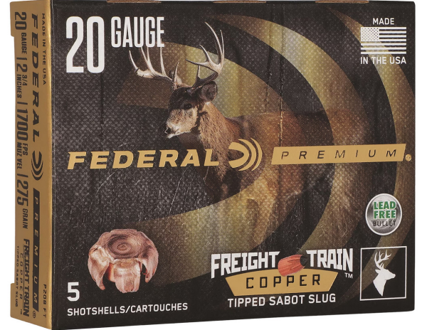 FEDERAL MUNITION 20/70 20GA 2-3/4" 275GR FREIGHT TRAIN COPPER SABOT SLUG 5/50