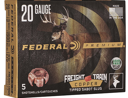 FEDERAL MUNITION 20/76 20GA 3" 275GR FREIGHT TRAIN COPPER SABOT SLUG 5/50