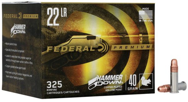 FEDERAL MUNITION .22 LR 40GR HAMMERDOWN COPPER PLATED LEAD HP 325/3250