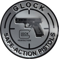 GLOCK BLECHSCHILD "SAVE ACTION PISTOLS" ALUMINIUM
